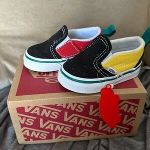 Vans Black, Red, and Yellow Baby Walker Shoes